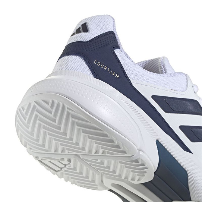 adidas CourtJam Control 3 Mens Tennis Shoe - White/Dark Blue/Cyber Metallic