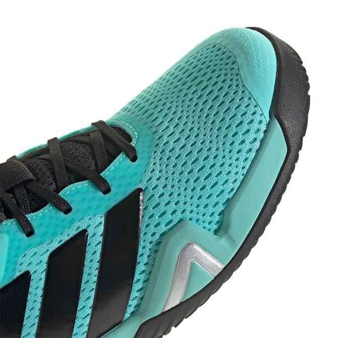 adidas Barricade Junior Tennis Shoe - Flash Aqua/Core Black/Lucid Orange - Final Sale
