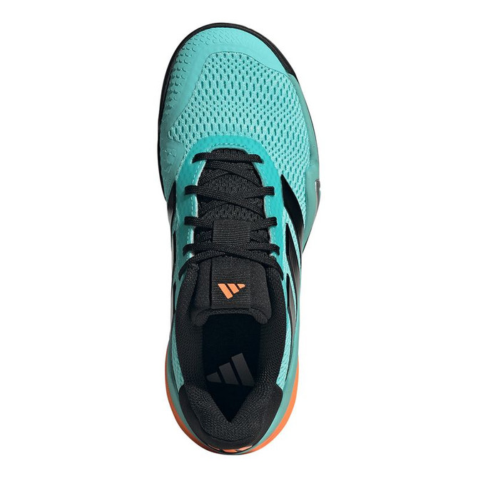 adidas Barricade Junior Tennis Shoe - Flash Aqua/Core Black/Lucid Orange - Final Sale