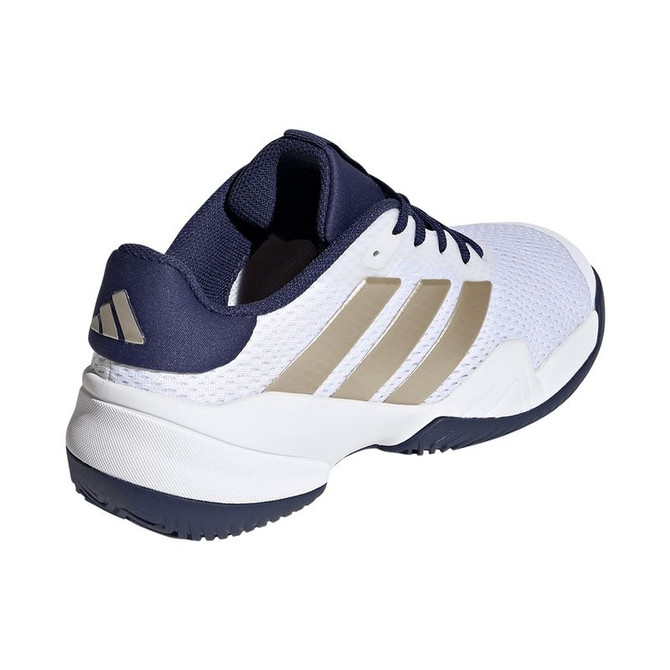 adidas Barricade Junior Tennis Shoe - White/Cyber Metallic/Dark Blue