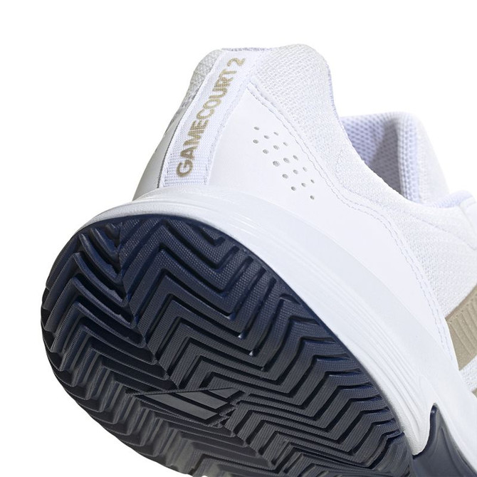adidas GameCourt 2 Mens Tennis Shoe - White/Cyber Metallic/Dark Blue