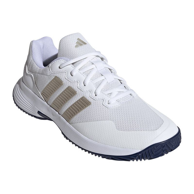 adidas GameCourt 2 Mens Tennis Shoe - White/Cyber Metallic/Dark Blue