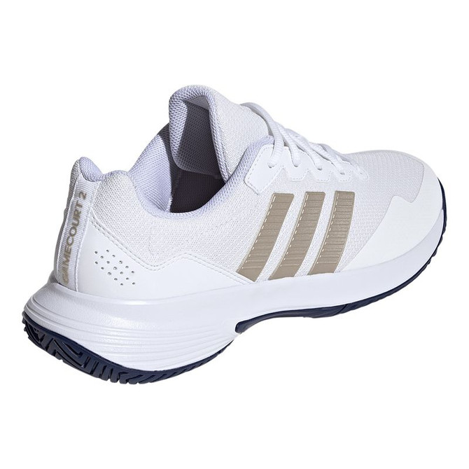 adidas GameCourt 2 Mens Tennis Shoe - White/Cyber Metallic/Dark Blue