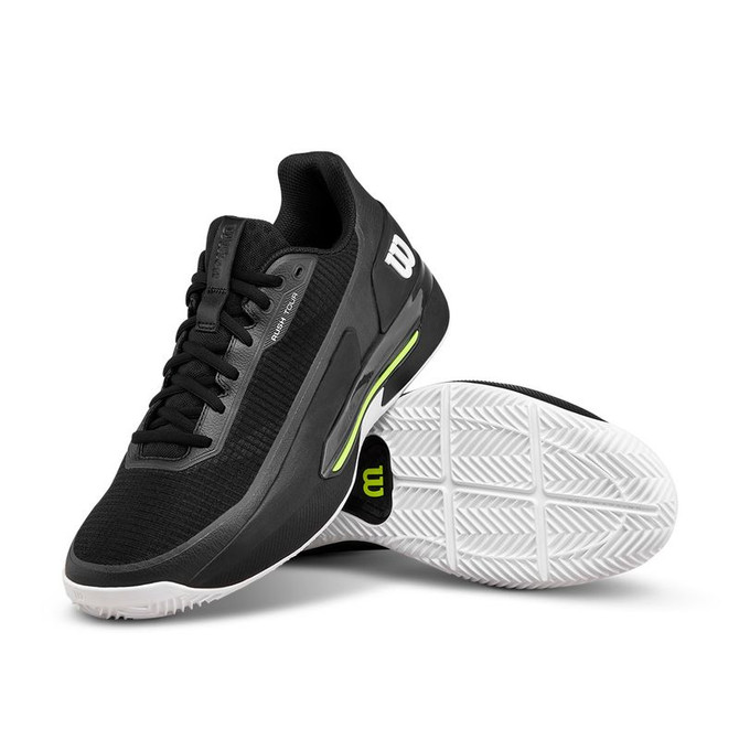 Wilson Rush Tour 5 Mens Clay Tennis Shoe - Black/White/Safety Yellow
