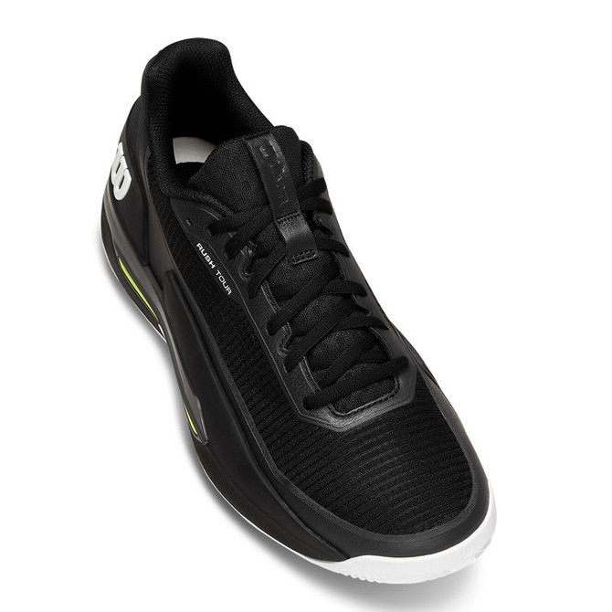 Wilson Rush Tour 5 Mens Clay Tennis Shoe - Black/White/Safety Yellow