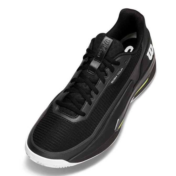 Wilson Rush Tour 5 Mens Clay Tennis Shoe - Black/White/Safety Yellow