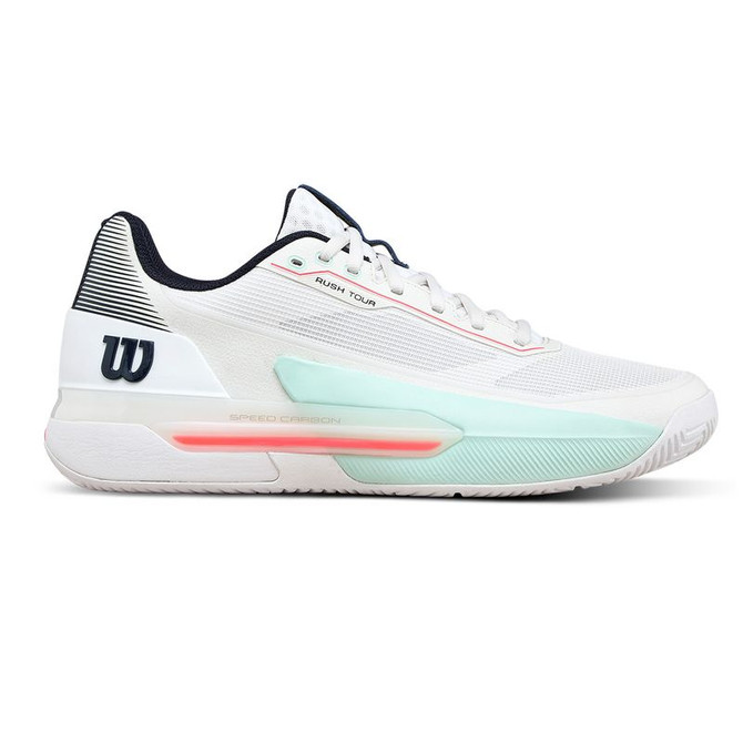 Wilson Rush Tour 5 Mens Tennis Shoe - White/Bay/Fiery Coral