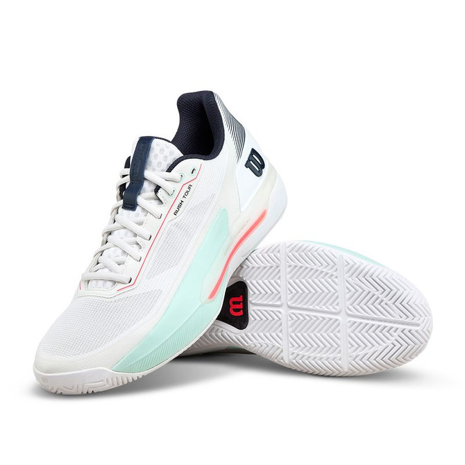 Wilson Rush Tour 5 Mens Tennis Shoe - White/Bay/Fiery Coral