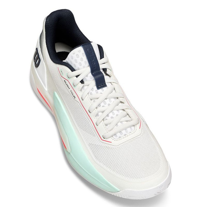 Wilson Rush Tour 5 Mens Tennis Shoe - White/Bay/Fiery Coral