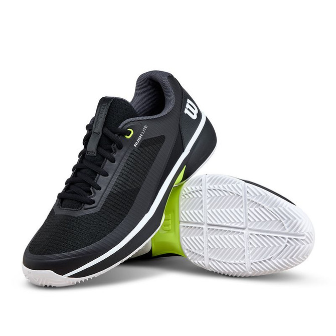Wilson Rush Lite 5 Mens Clay Tennis Shoe - Black/White/Safety Yellow