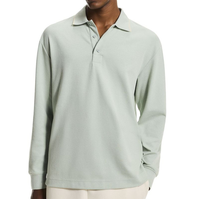 On Courtside Long Sleeve Polo - Mineral/Tide