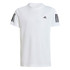 adidas Club 3 Stripe Boys Tee Shirt - White