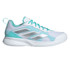 adidas Avaflash Womens Tennis Shoe - White/Silver Metallic/Aqua