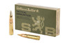 Box of Sellier & Bellot .300 Blackout 147gr FMJ tactical ammunition, olive green box with military crest, 20 rounds displayed.