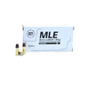 MLE 9mm Luger ammunition box with 94-grain frangible training ammo, designed for safe, close-range use in training environments.