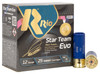 Box of Rio Star Team Evo 12 Gauge target ammunition with a blue shotgun shell shown beside it, labeled "Star Team Evo" and "12 GA".