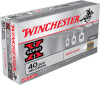 Winchester Super-X .40 S&W 180gr WinClean ammunition box featuring target design and product details for clean shooting.