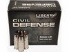Box of Liberty Ammunition Ultra-Light 9mm +P with 50-grain fragmenting hollow point rounds displayed.