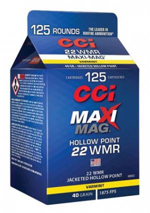 CCI .22 WMR Maxi Mag 40gr JHP Ammo - 125 Rounds