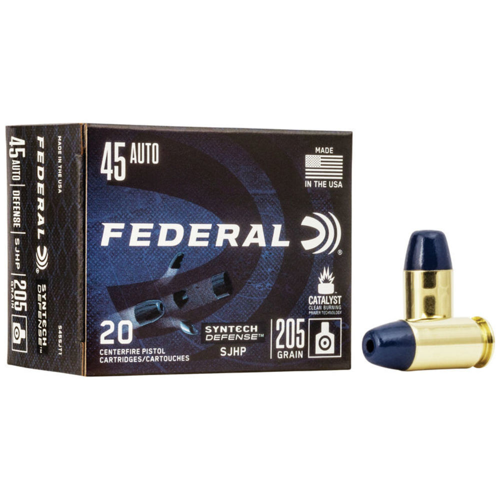 Federal S45SJT1 Syntech Defense Segmented Jacketed Hollow Point 205 Grain .45 ACP/Auto 970 fps