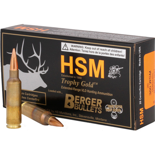 HSM .300 WSM Trophy Gold 168gr BTHP Ammo