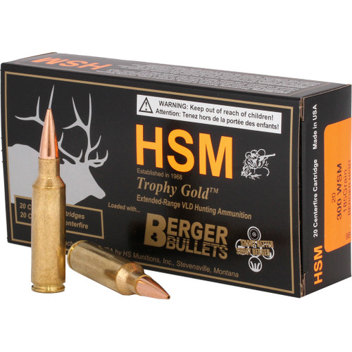 HSM .300 WSM Trophy Gold 185gr BTHP Ammo