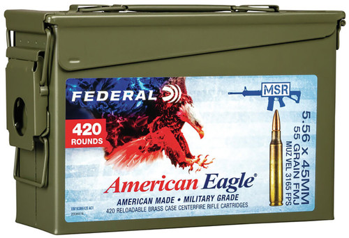 Federal 5.56x45 NATO American Eagle 55gr FMJ BT 420 Rounds