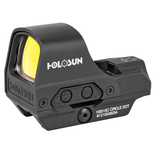 Holosun Technologies, HS510C-GR  Green dot Open Reflex, 2MOA Dot or 2MOA Dot with 65MOA Circle, Solar with Internal Battery, Quick Release Mount, AR Riser, Protective Hood, Black Finish