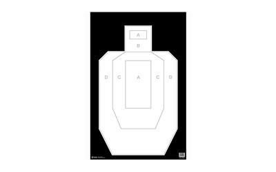 Action Target, IPSC/PBKB, Unofficial IPSC Practice Target, High Visibility Black Background On White Paper, 23"x35", 100 Per Box