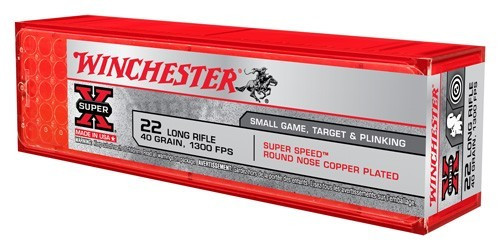 Winchester .22 LR Super-X Super Speed 40gr Round Nose Copper Plated Ammo