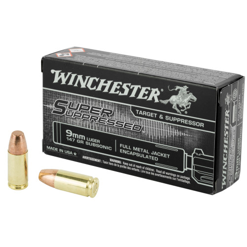 Winchester 9mm Luger Super Suppressed 147gr FMJ Ammo