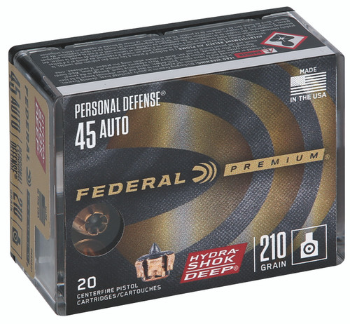 Federal .45 ACP Personal Defense 210gr Hydra-Shok Deep JHP Ammo