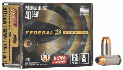 Federal .40 S&W Personal Defense 165gr Hydra-Shok Deep JHP Ammo