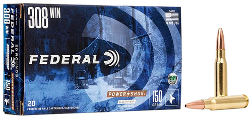 Federal .308 Win PowerShok 150gr Copper HP Ammo