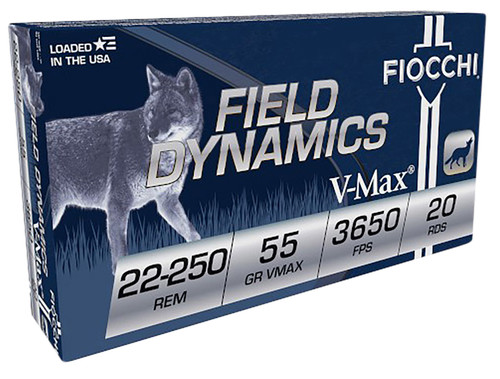 Fiocchi .22-250 Remington Field Dynamics 55gr V-Max Ammo