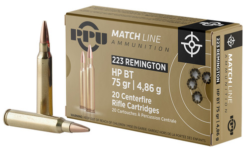 PPU .223 Remington Match 75gr HPBT Ammo
