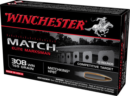 Winchester .308 Win Elite Marksman 169gr Sierra MatchKing BTHP Ammo