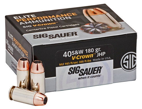 Sig Sauer .40 S&W Elite Performance 180gr V-Crown JHP Ammo