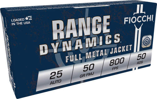 Fiocchi .25 ACP Range Dynamics 50gr FMJ Ammo