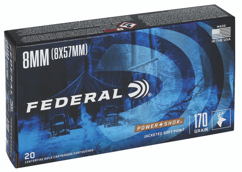 Federal 8mm Mauser PowerShok 170gr JSP Ammo