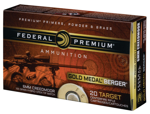 Federal 6mm Creedmoor Gold Medal 105gr Berger Hybrid OTM Ammo