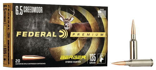 Federal P65CRDBCH1 Premium Berger Hybrid Hunter 135 Grain 6.5mm Creedmoor 2775 fps