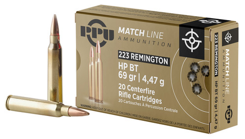 PPU .223 Remington Match 69gr HPBT Ammo