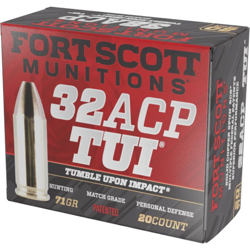 Fort Scott Munitions 32ACP071SCV Tumble Upon Impact (TUI) Solid Copper Spun 71 Grain .32 ACP 828 fps