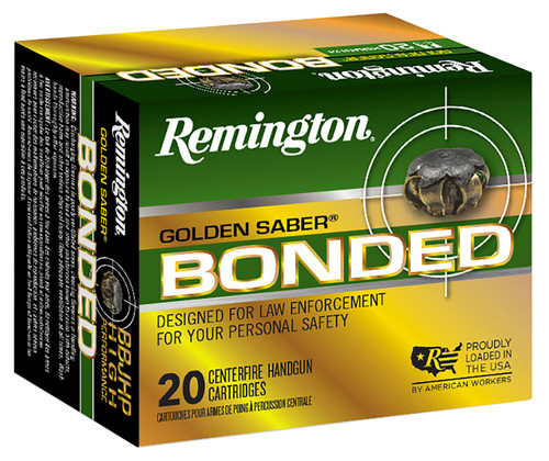 Remington R21368 Golden Saber Bonded Bonded Brass Jacketed Hollow Point 180 Grain 10mm Auto 1150 fps