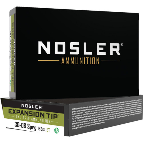 Nosler 40036 Expansion Tip E-Tip Lead-Free 168 Grain .30-06 Springfield 2800 fps