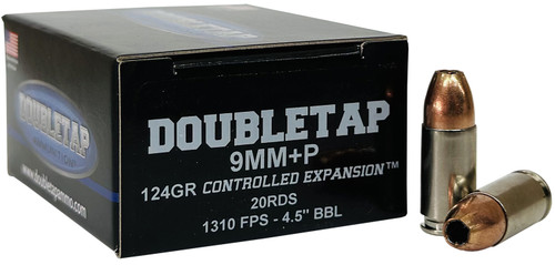 DoubleTap 9mm Luger +P 124gr Controlled Expansion JHP Ammo