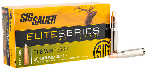 Sig Sauer E308AB16520 Elite Hunting Nosler AccuBond 165 Grain .308 Win / 7.62x51mm 2840 fps
