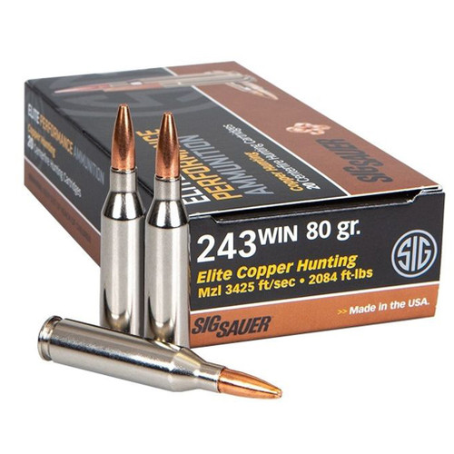 Sig Sauer .243 Winchester Elite Copper Hunting 80gr CS Ammo