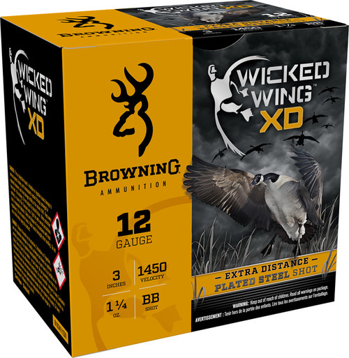 Browning B193411230 Wicked Wing XD Extra Distance 12 Gauge 3" 1-1/4oz #BB 1450 fps